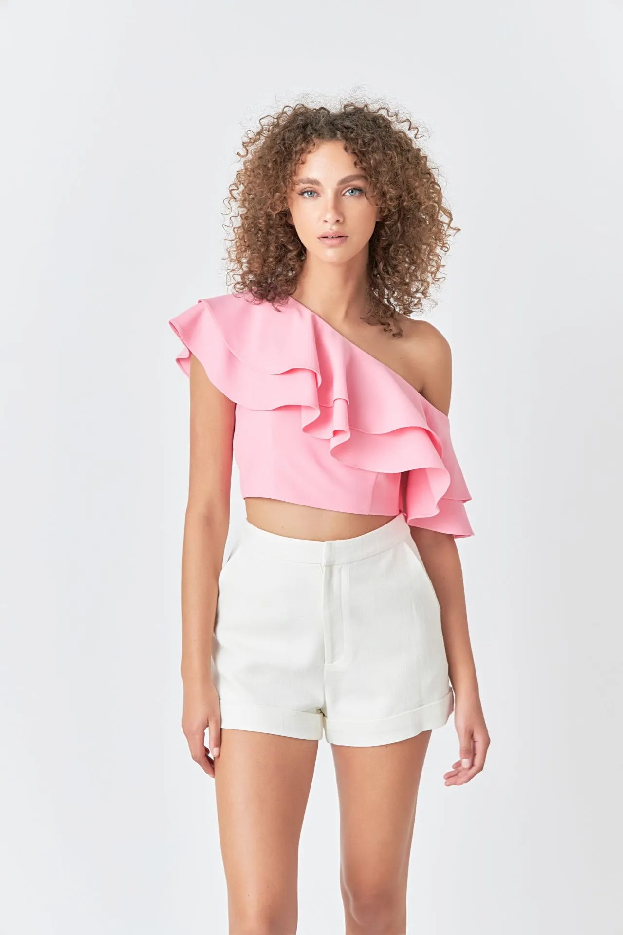 Ruffled One Shoulder Top