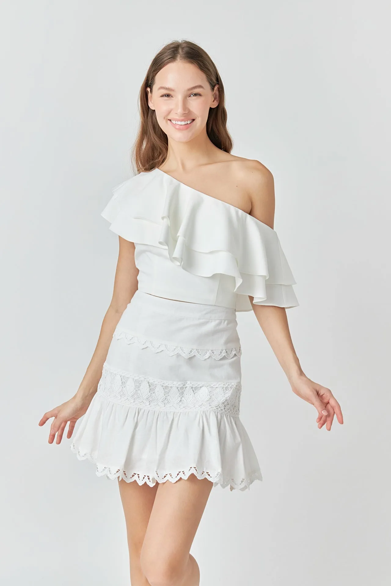 Ruffled One Shoulder Top