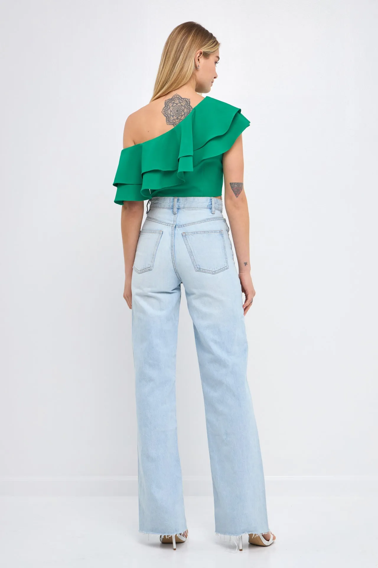 Ruffled One Shoulder Top