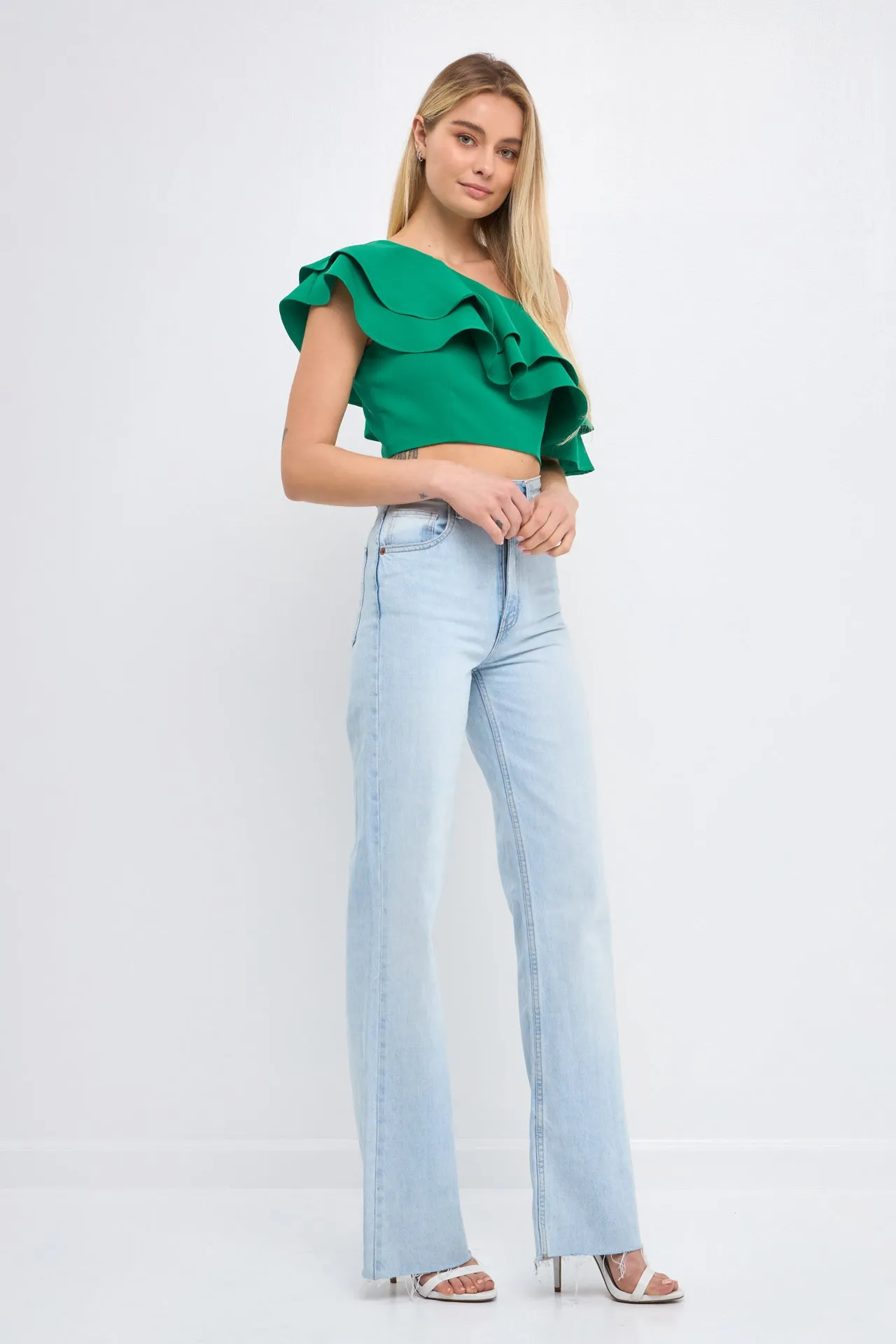 Ruffled One Shoulder Top