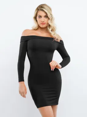 Shapewear Long Sleeve Off-the-Shoulder Bodycon Mini Dress