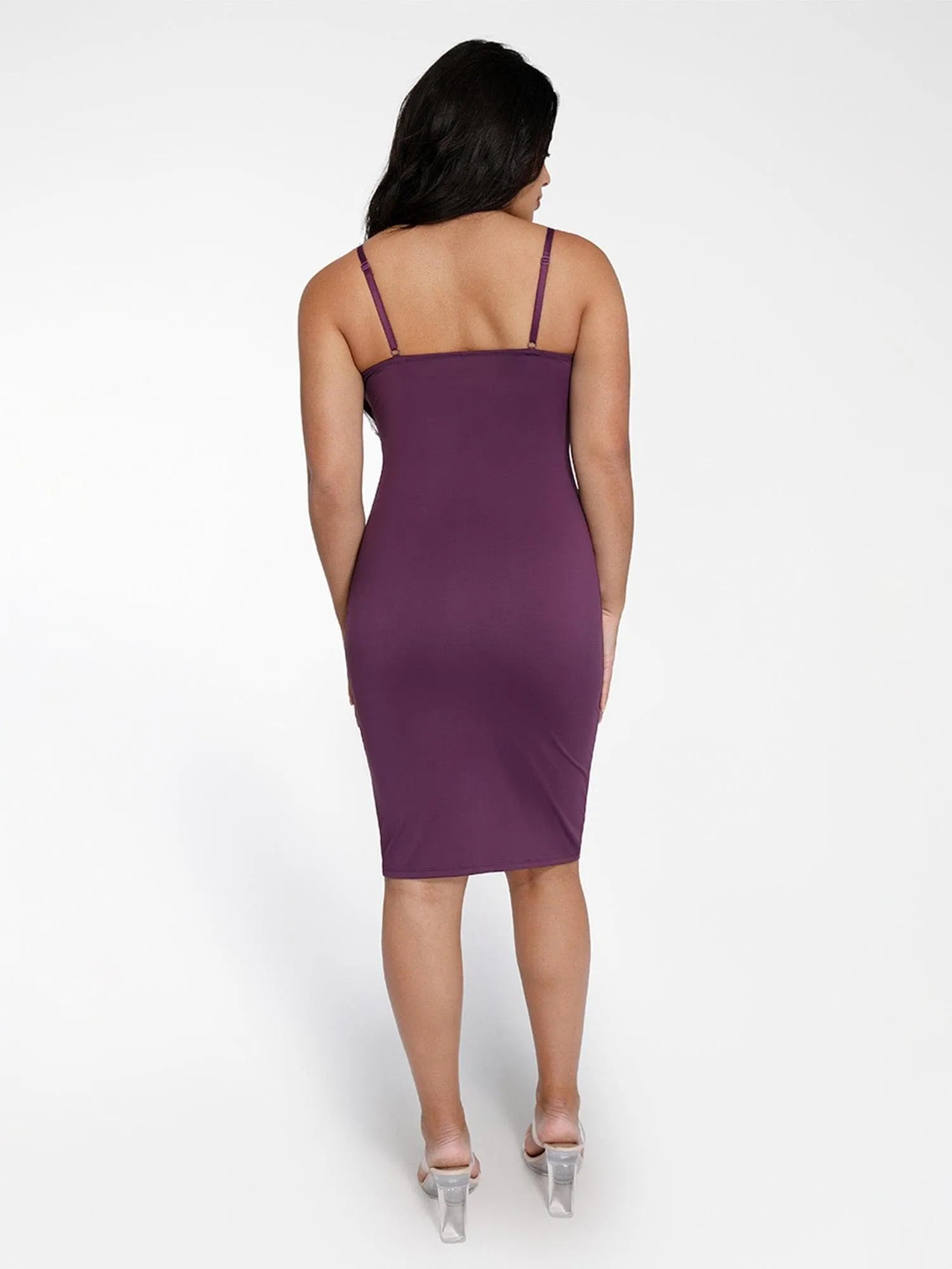 Shapewear Mesh Corset Panel Built-In Sculpting Midi Dress