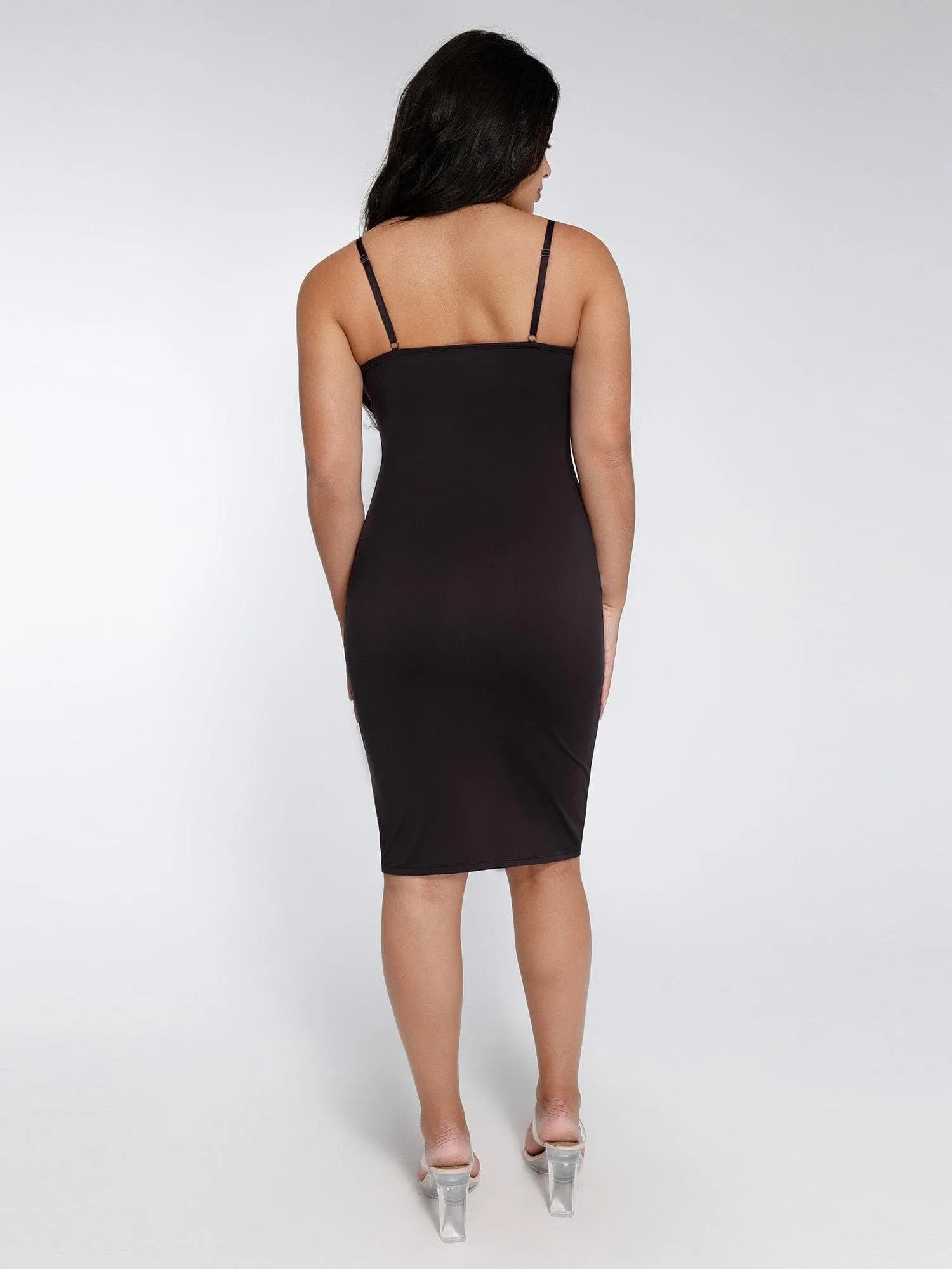 Shapewear Mesh Corset Panel Built-In Sculpting Midi Dress