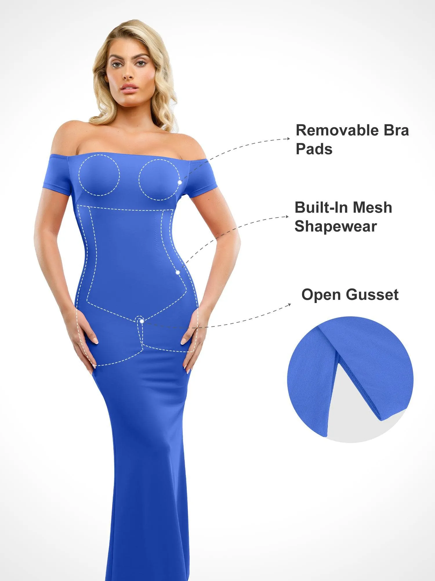 Shapewear Off-Shoulder Tummy Control Smoothing Maxi Dress For Insiders