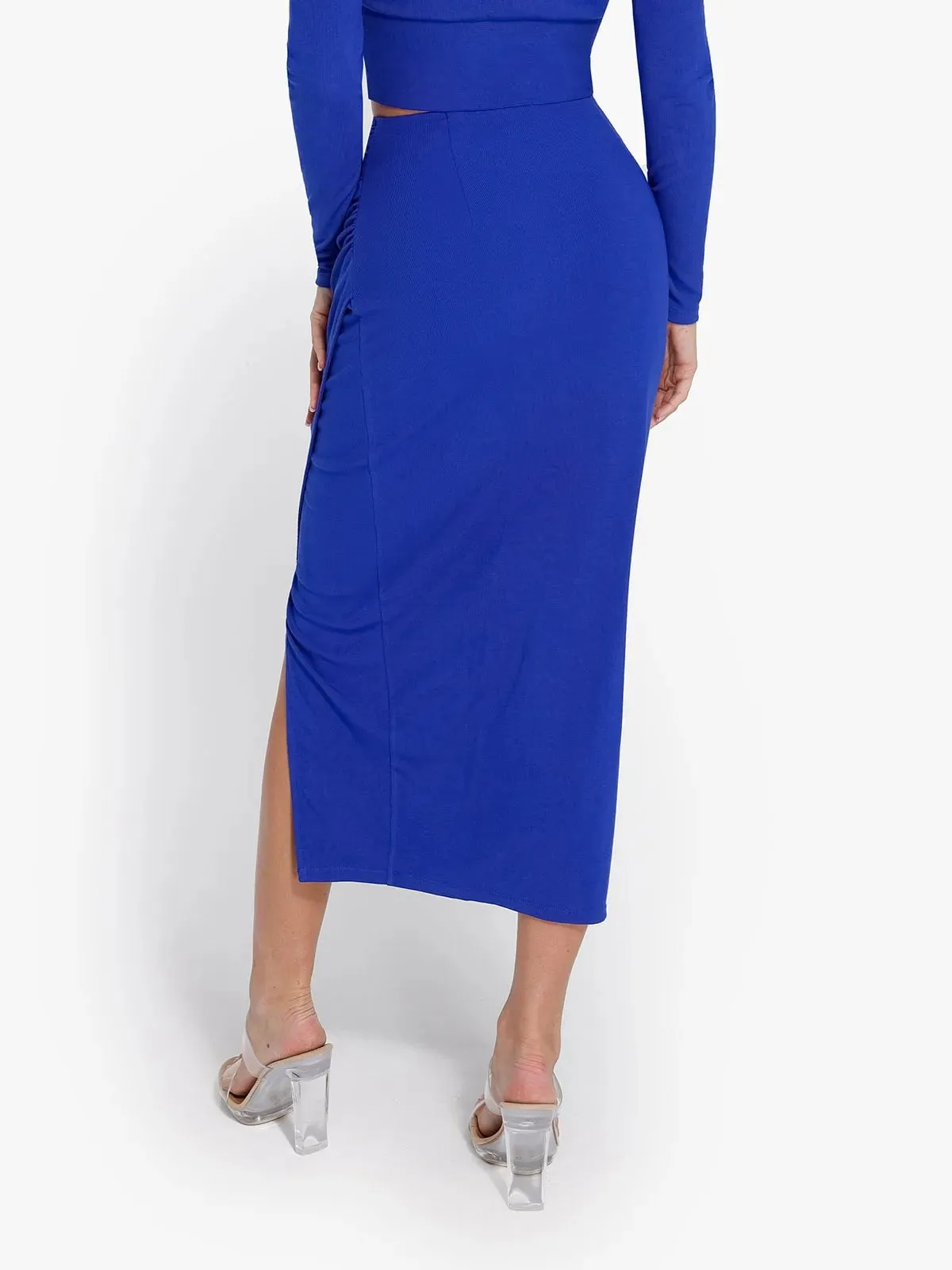 Shapewear Rib Modal Built In Sculpting Midi Wrap Skirt