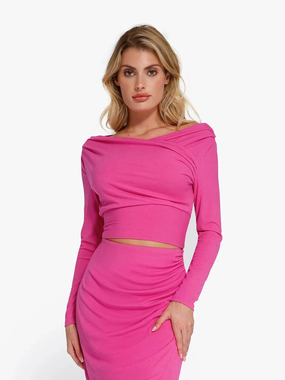 Shapewear Rib Modal Off-the-Shoulder Top Sculpting Skirt Set