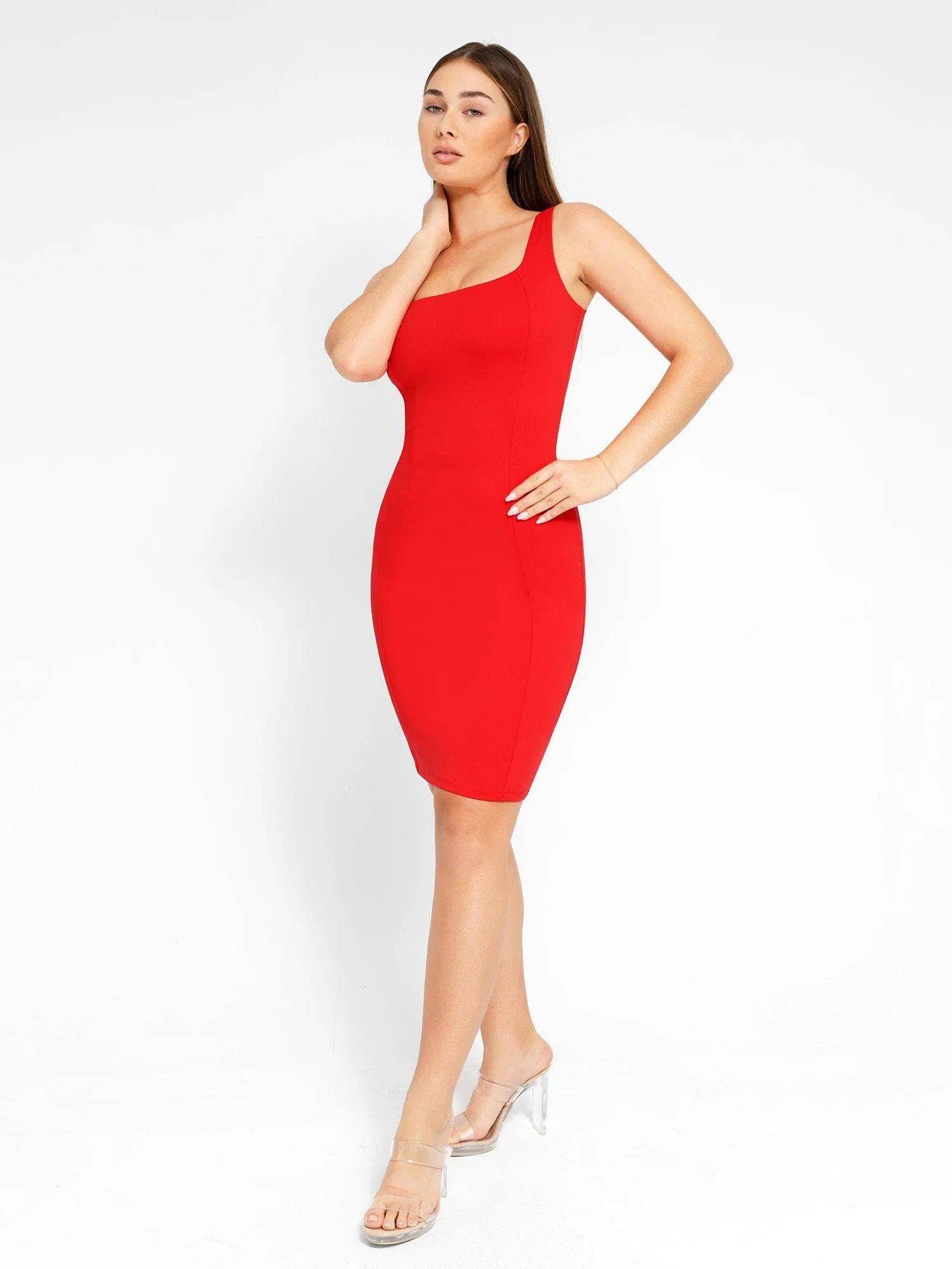 Shapewear Sleeveless Square Neck Sculpting Midi Work Dress