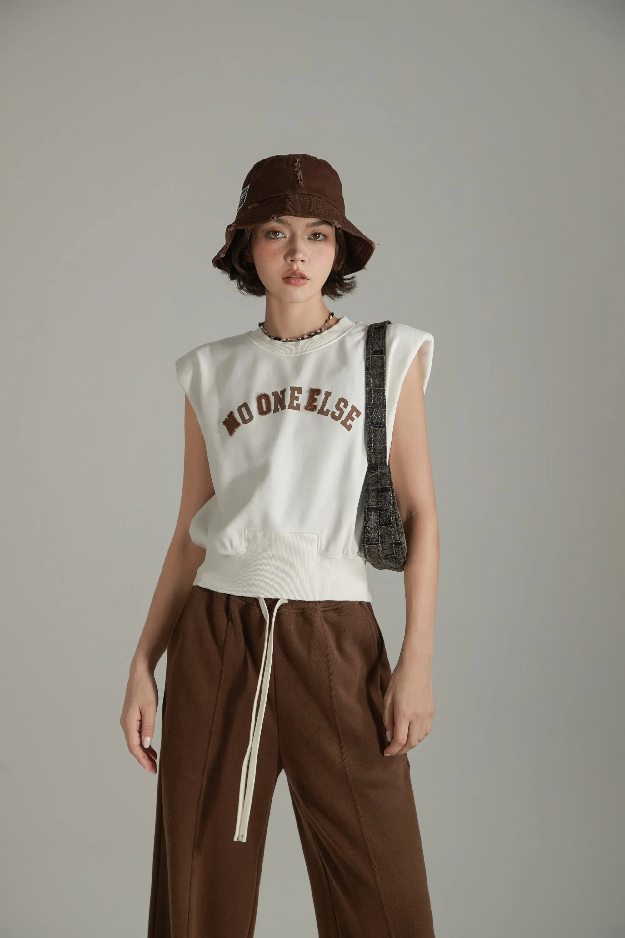 Shoulder Pad Logo Sleeveless Top