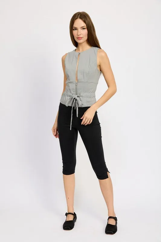 Sleeveless Top with Front Cutout