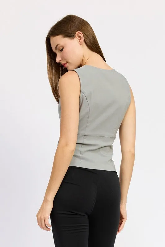 Sleeveless Top with Front Cutout