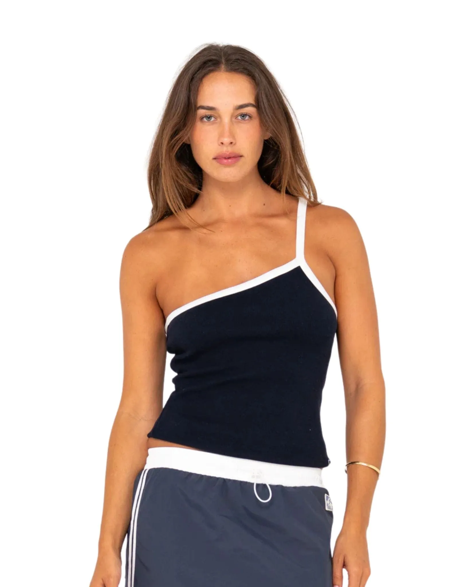 Sling One Shoulder Contrast Tank