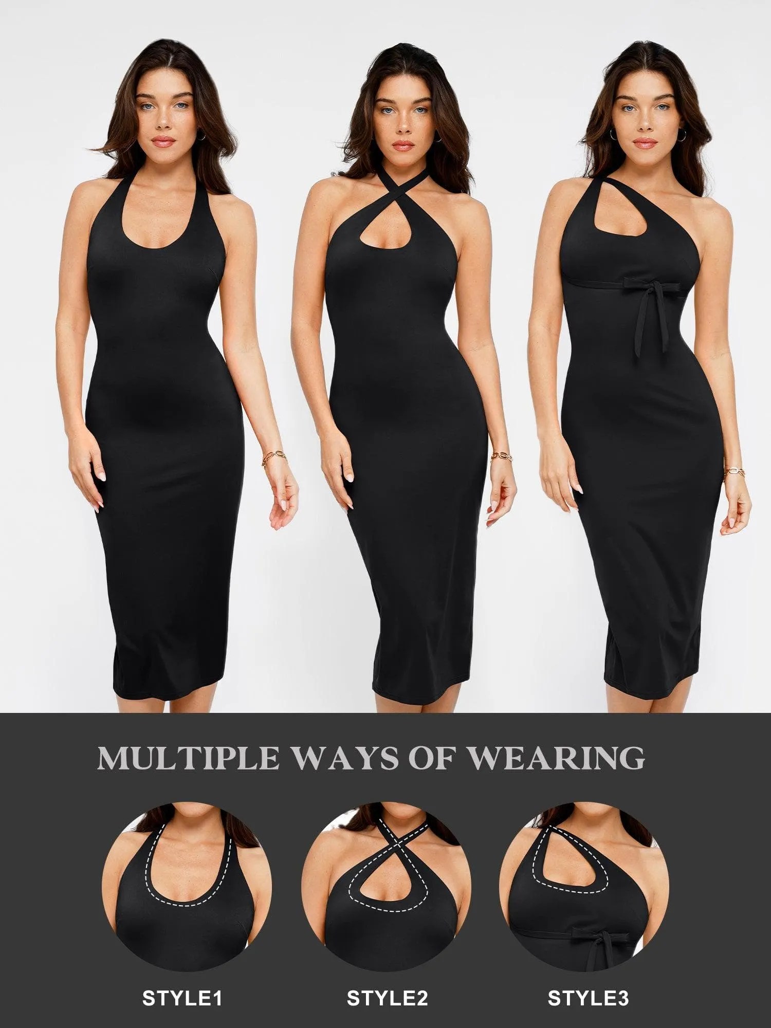 The Shapewear Dress Backless Halter Midi