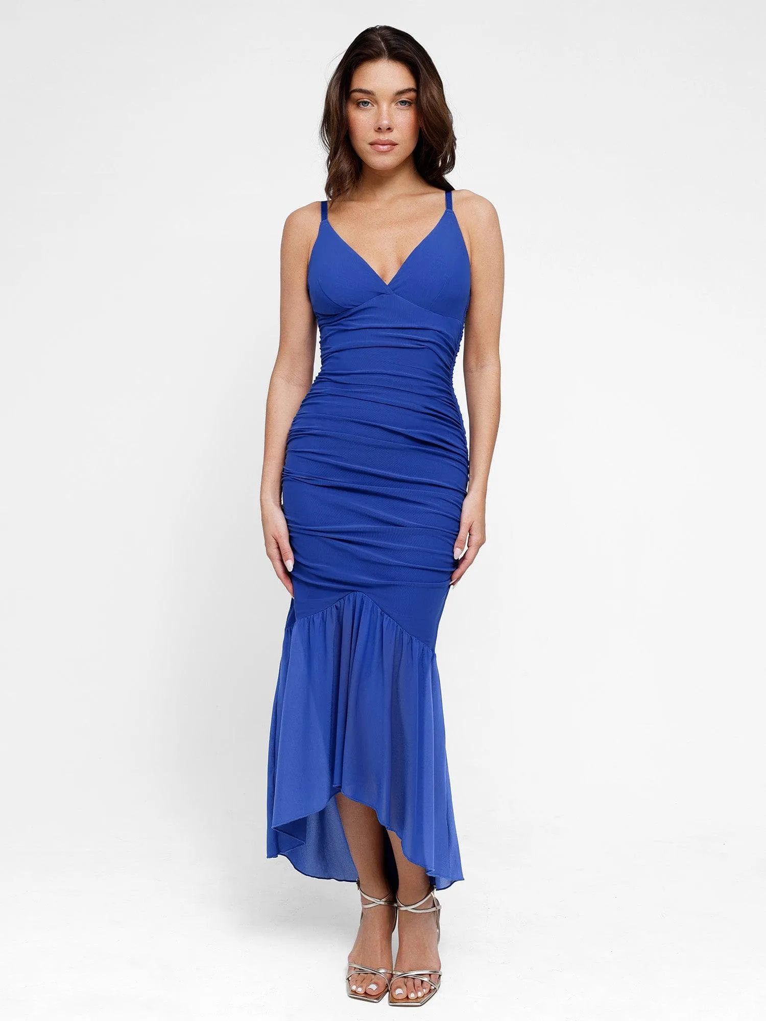 The Shapewear Dress Bluetag Cooling Ruched Sheer Mesh Maxi