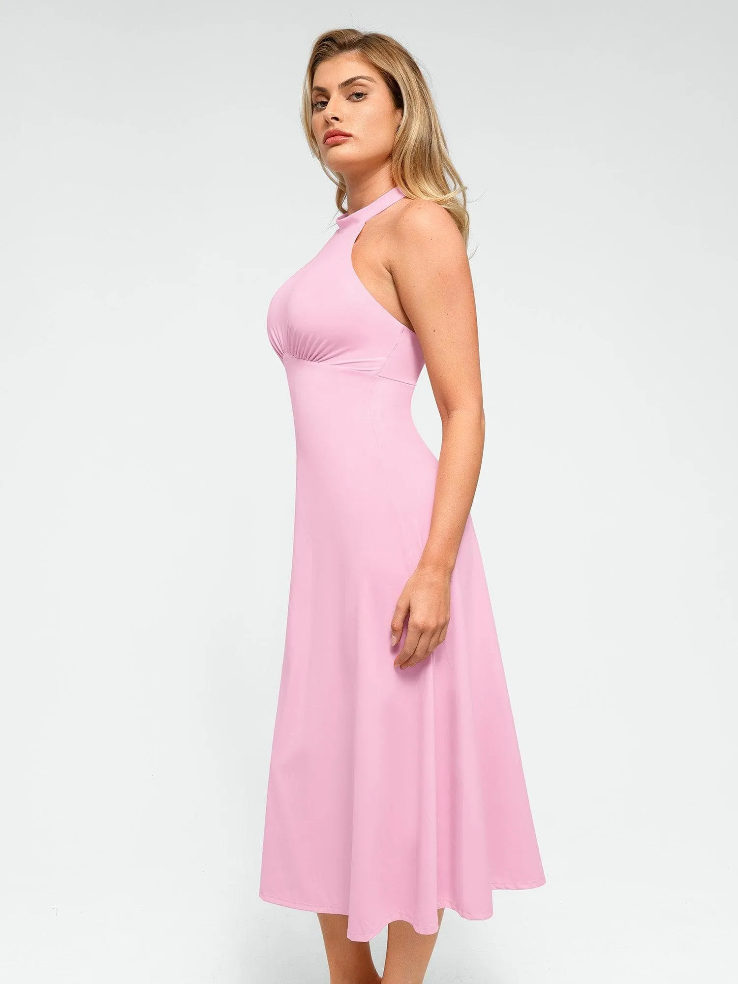 The Shapewear Dress Halter A-Line Sleeveless Midi