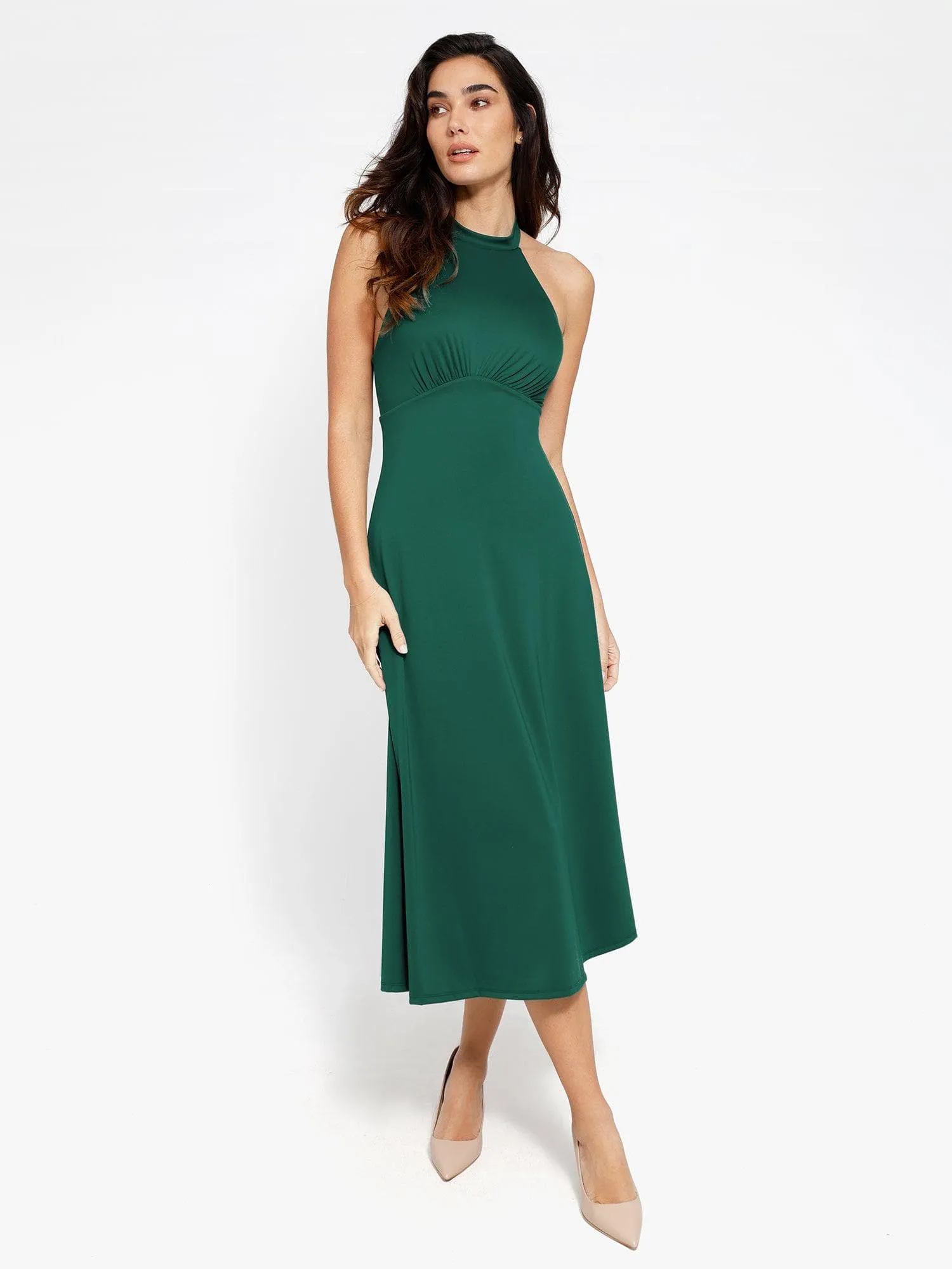 The Shapewear Dress Halter A-Line Sleeveless Midi