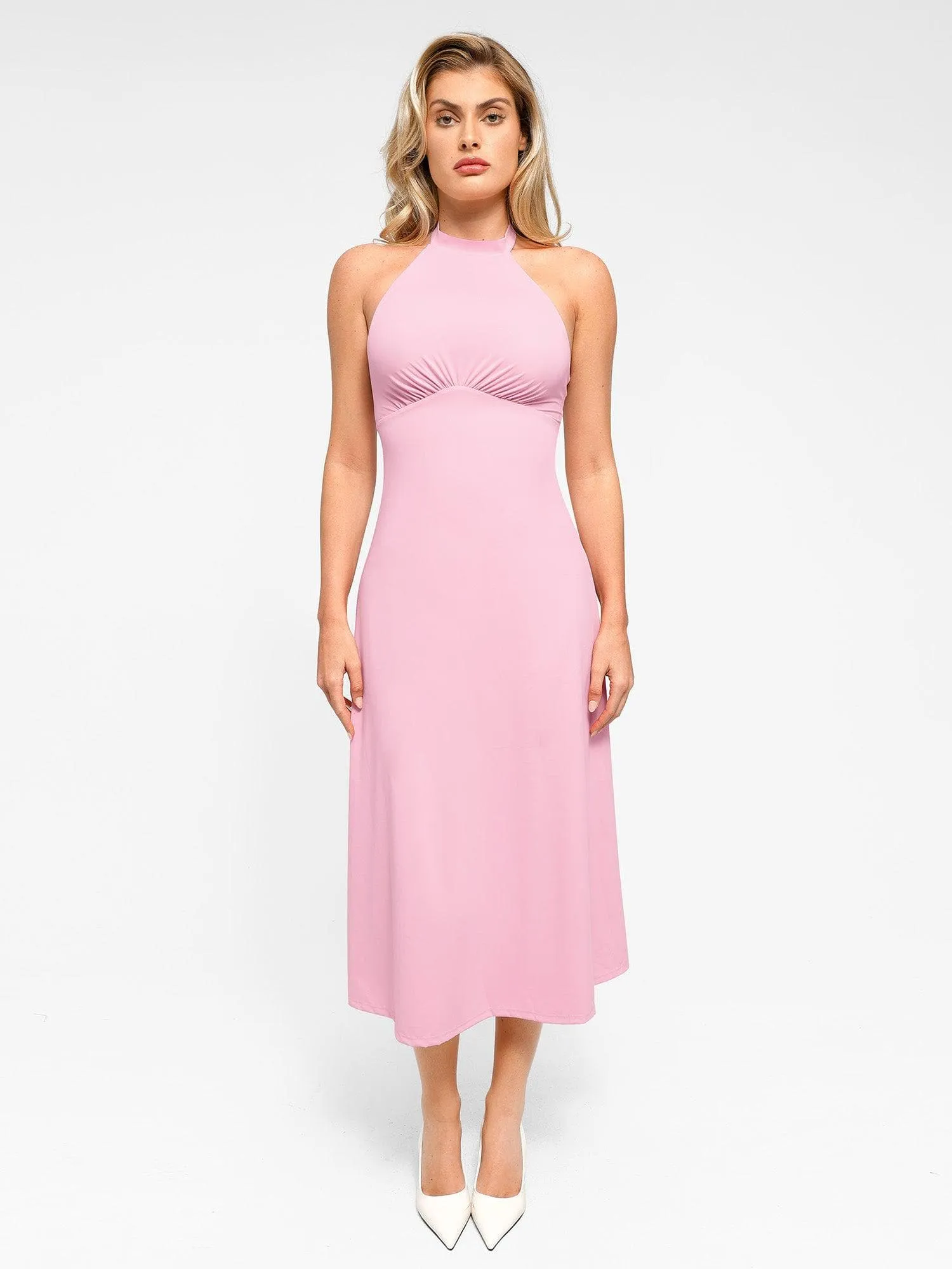 The Shapewear Dress Halter A-Line Sleeveless Midi