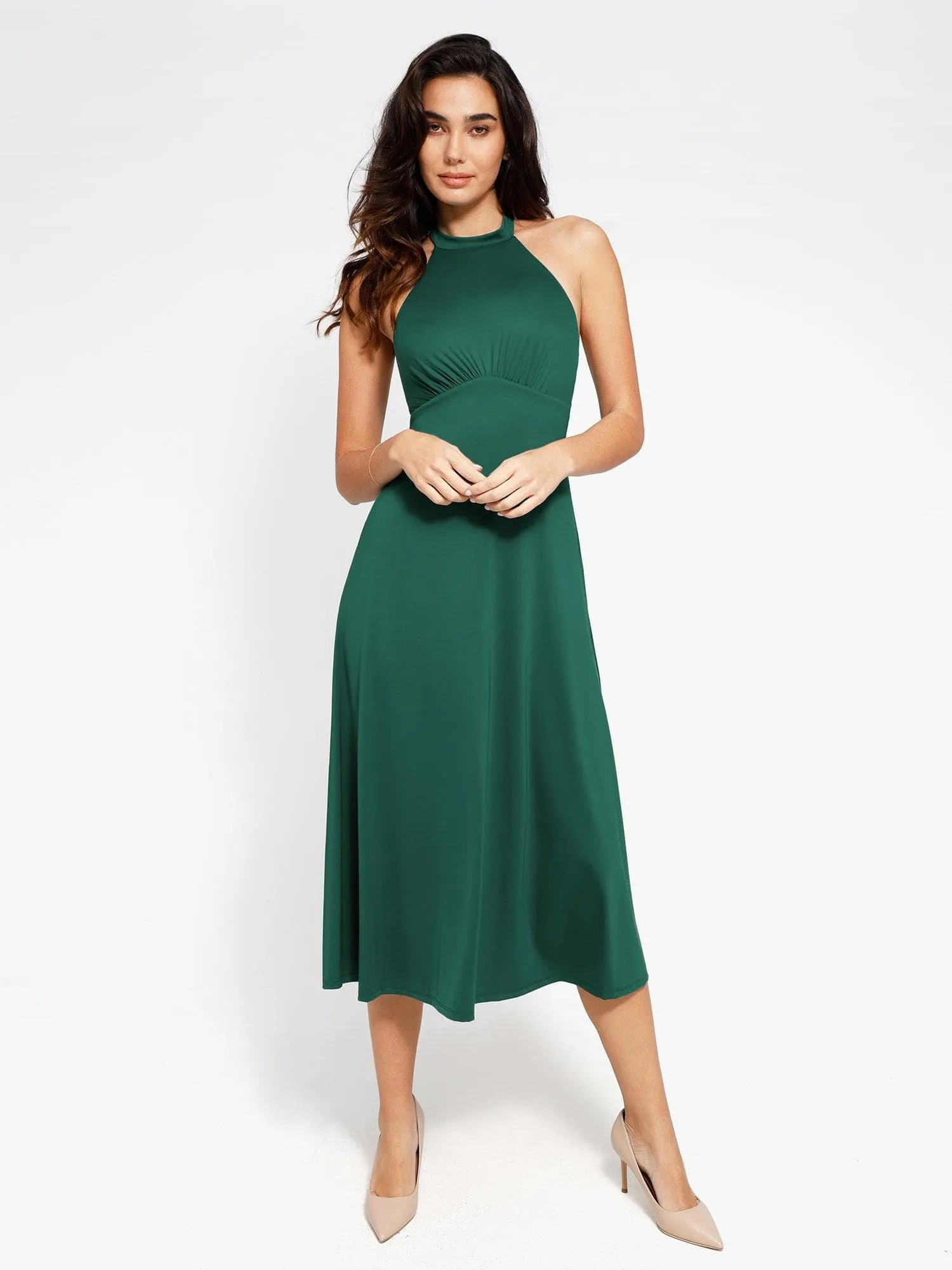 The Shapewear Dress Halter A-Line Sleeveless Midi