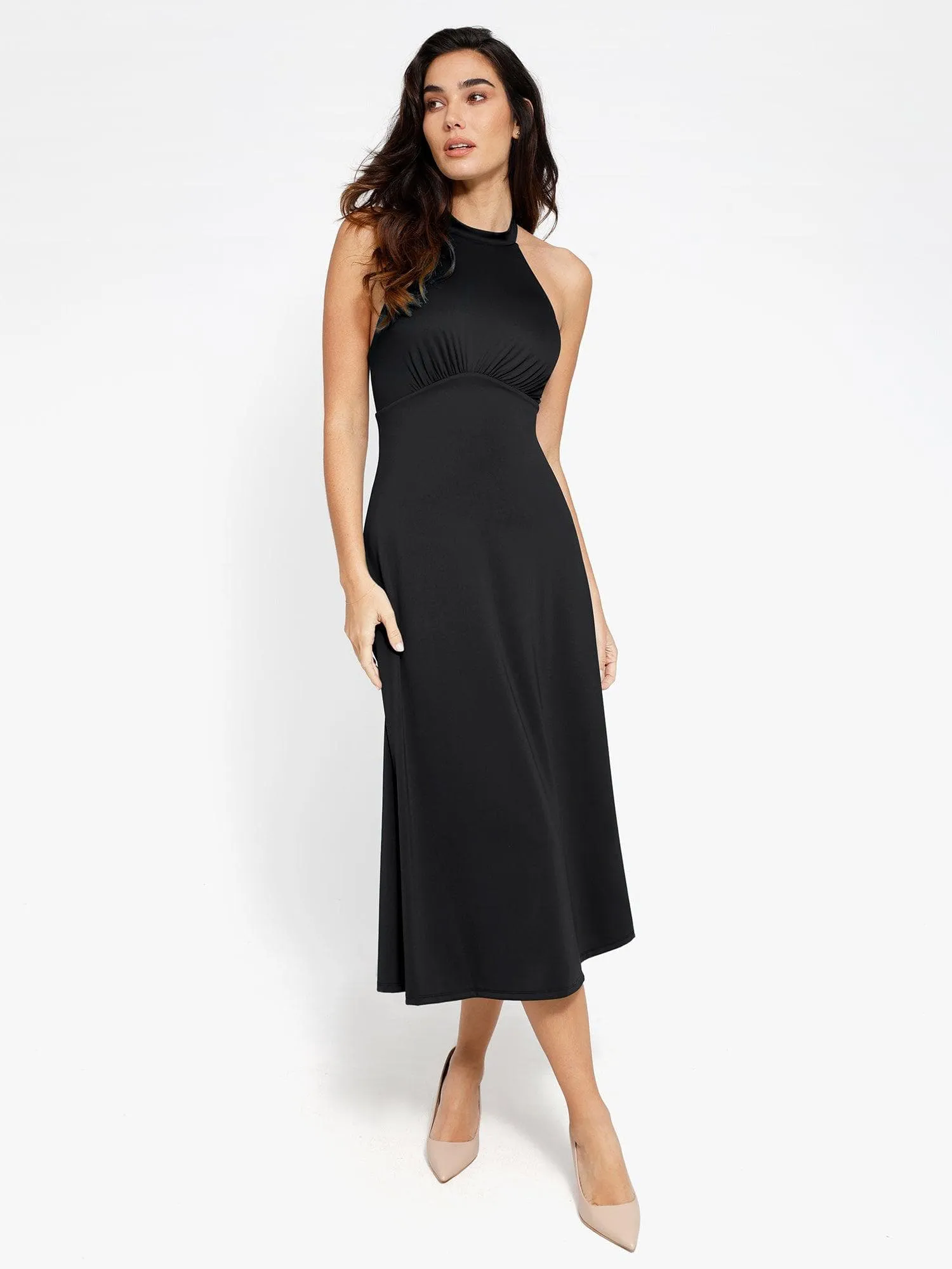 The Shapewear Dress Halter A-Line Sleeveless Midi