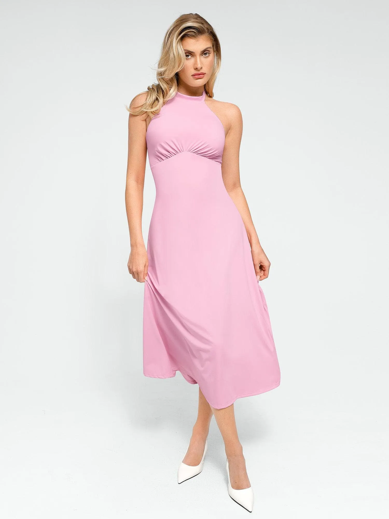 The Shapewear Dress Halter A-Line Sleeveless Midi