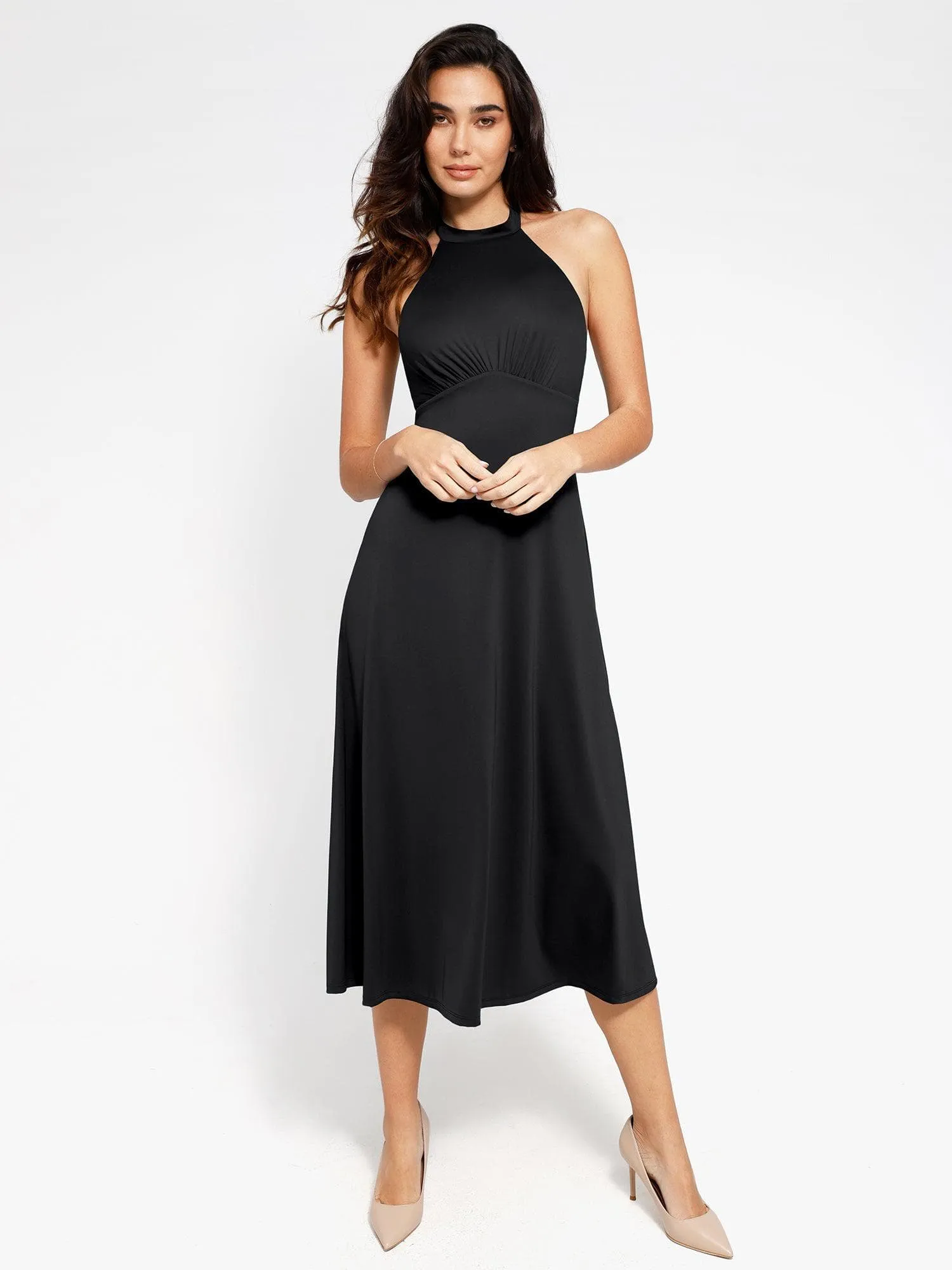 The Shapewear Dress Halter A-Line Sleeveless Midi