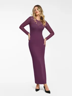 The Shapewear Dress Long Sleeve Sheer Mesh Maxi