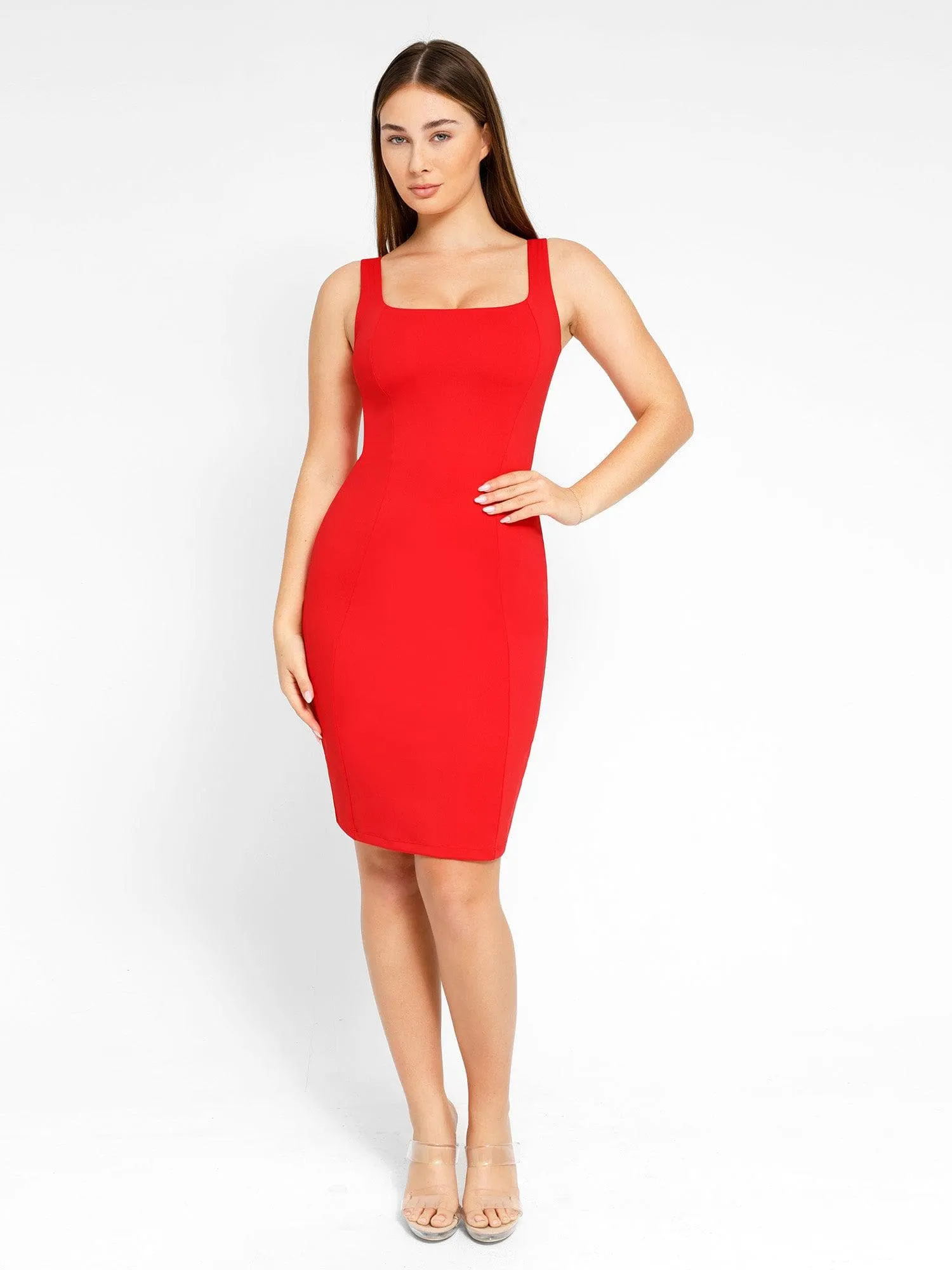 The Shapewear Dress Workwear Square Neck Sleeveless Midi