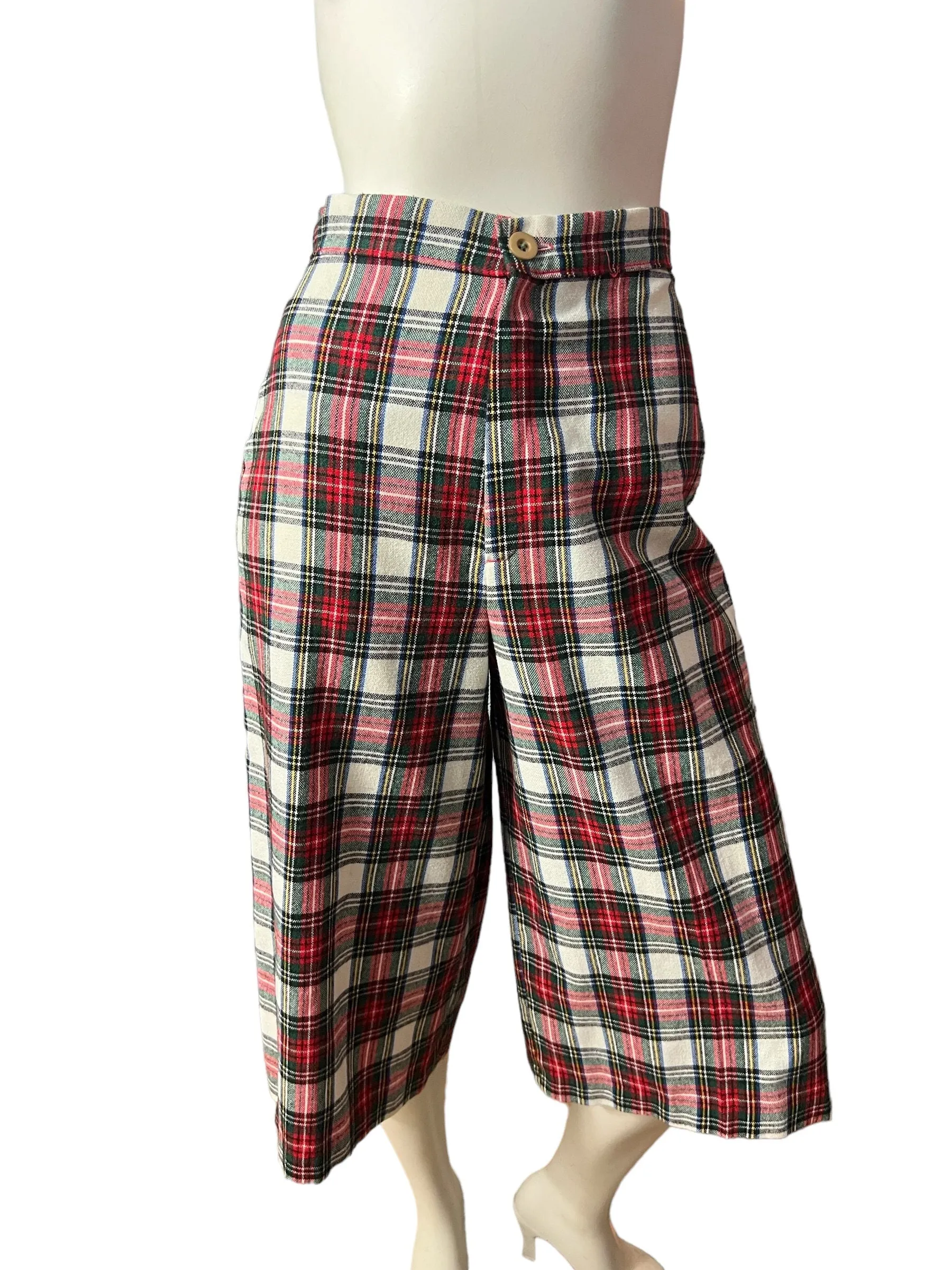 Vintage 70's plaid shorts gauchos 26