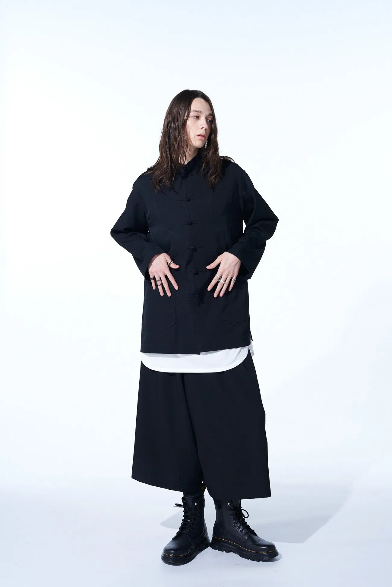 WASHER FINISHED WOOL GABARDINE CULOTTE PANTS