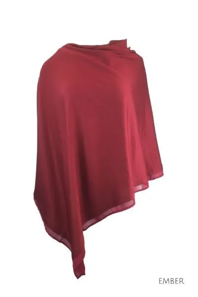 WOMENS 100% MERINO WOOL EASY STYLE LAYER PONCHO WITH CHIFFON