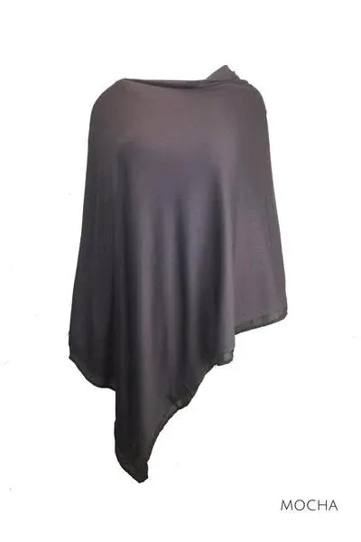 WOMENS 100% MERINO WOOL EASY STYLE LAYER PONCHO WITH CHIFFON