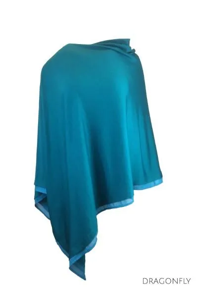 WOMENS 100% MERINO WOOL EASY STYLE LAYER PONCHO WITH CHIFFON