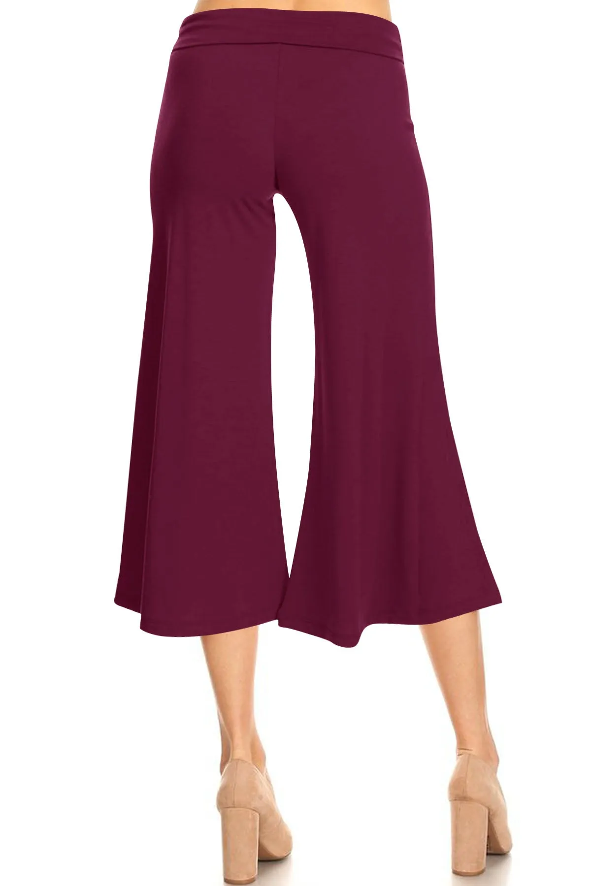 Women's Casual Relaxed Fit Lounge Wear Comfy A-Line Basic Solid Gaucho Capri Pants