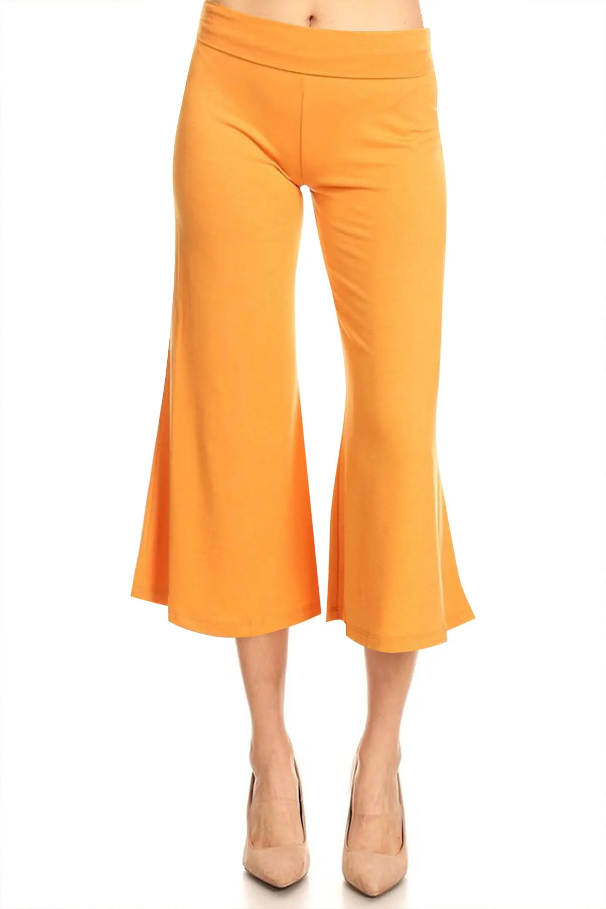 Women's Casual Relaxed Fit Lounge Wear Comfy A-Line Basic Solid Gaucho Capri Pants