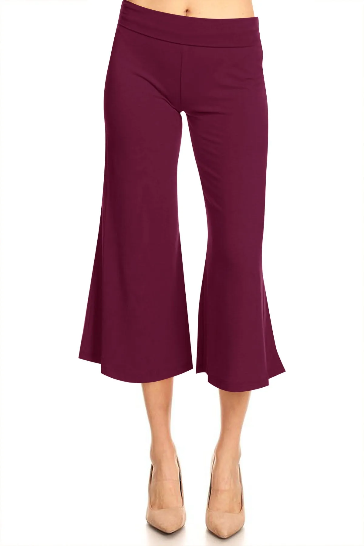 Women's Casual Relaxed Fit Lounge Wear Comfy A-Line Basic Solid Gaucho Capri Pants