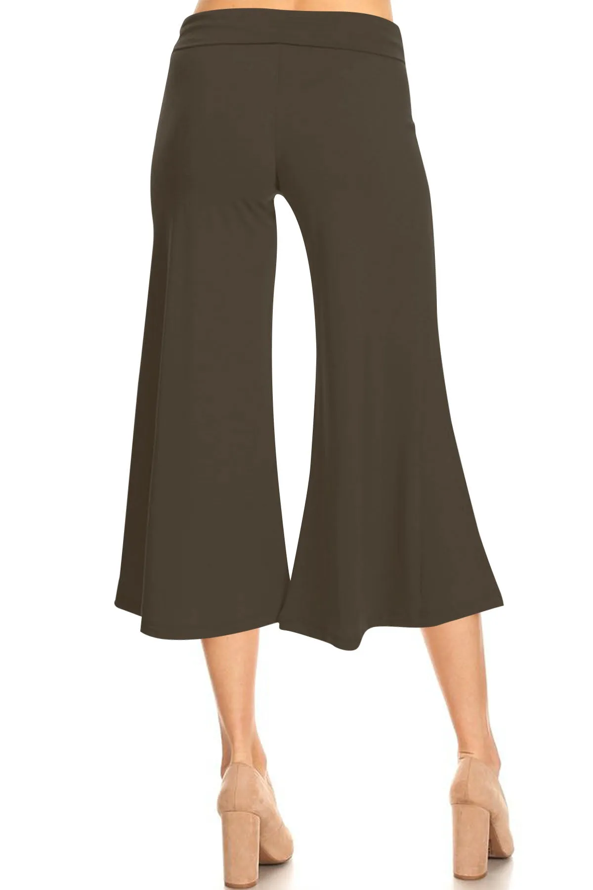 Women's Casual Relaxed Fit Lounge Wear Comfy A-Line Basic Solid Gaucho Capri Pants