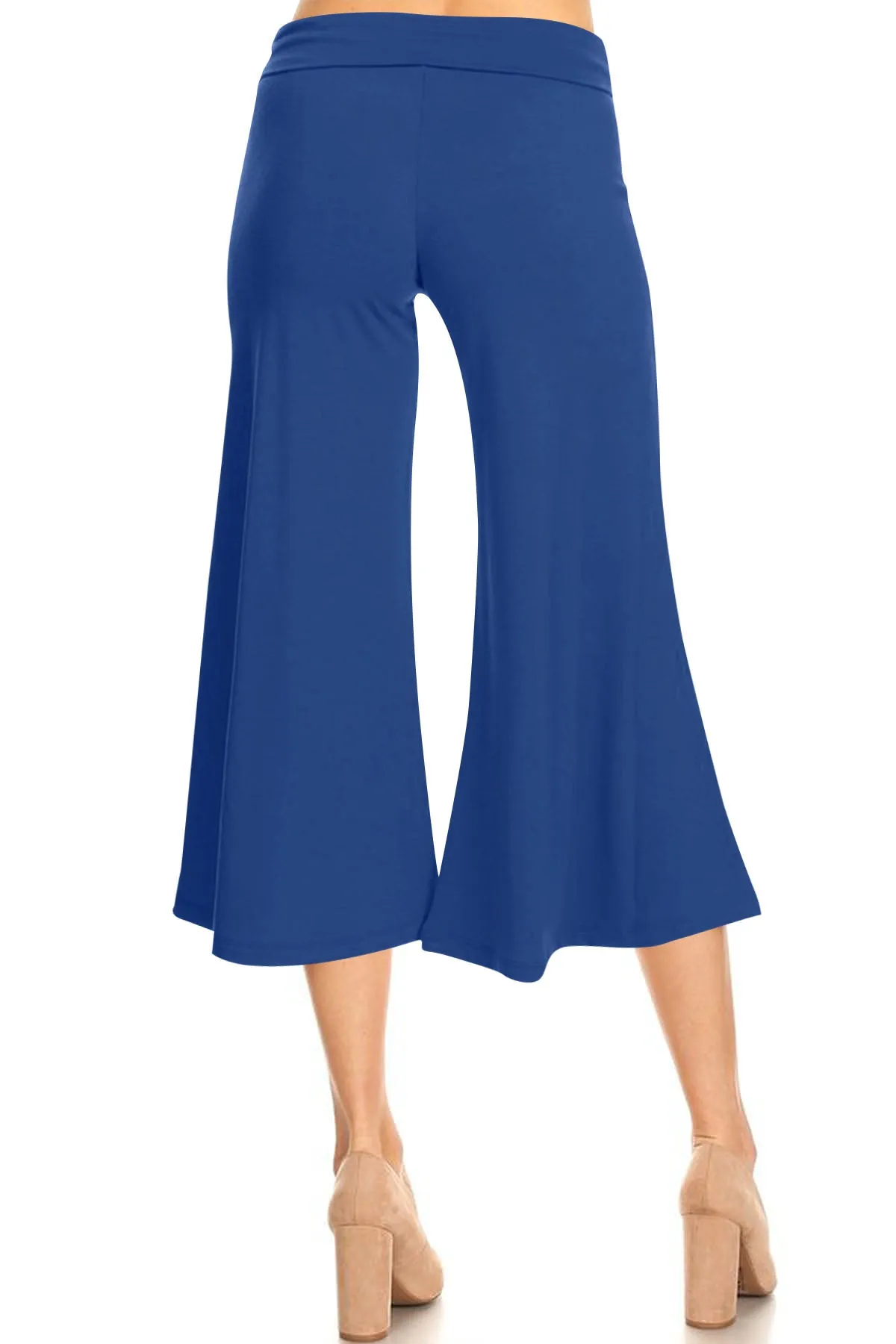 Women's Casual Relaxed Fit Lounge Wear Comfy A-Line Basic Solid Gaucho Capri Pants