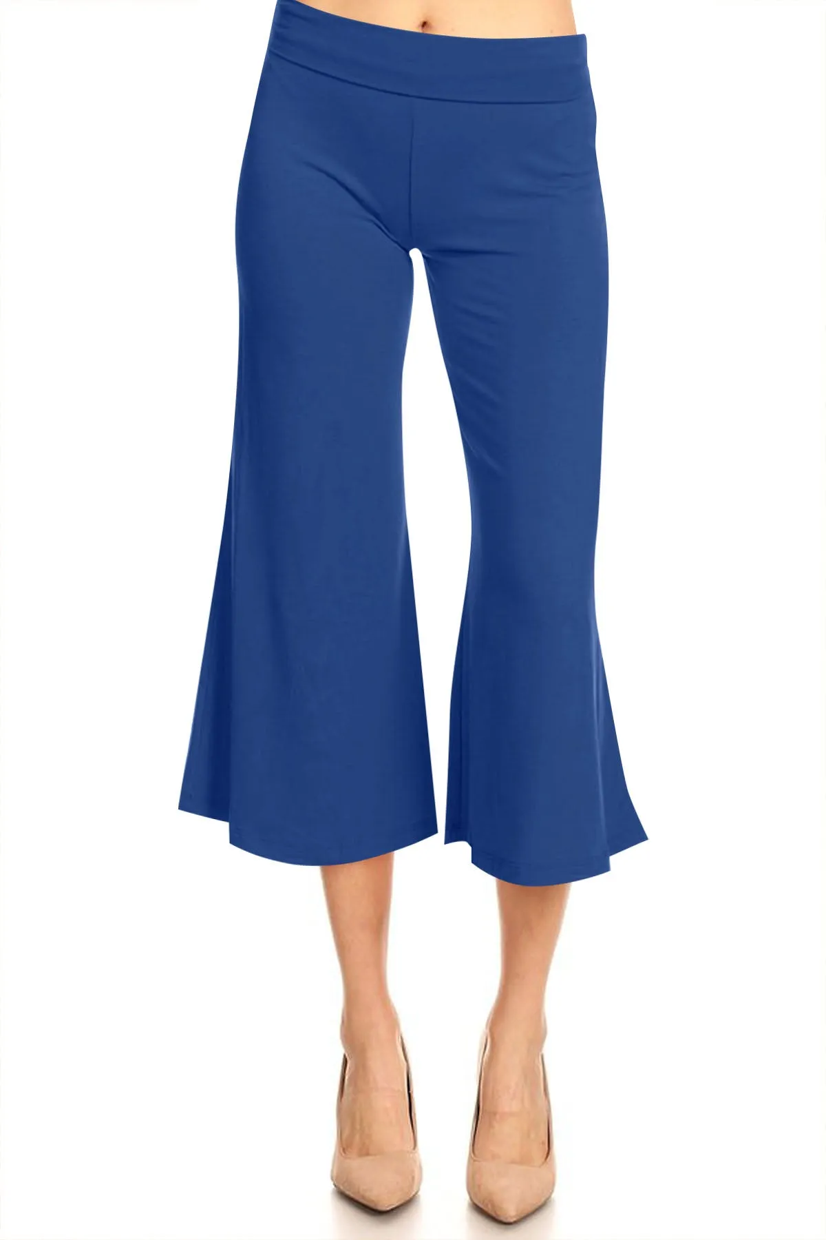 Women's Casual Relaxed Fit Lounge Wear Comfy A-Line Basic Solid Gaucho Capri Pants