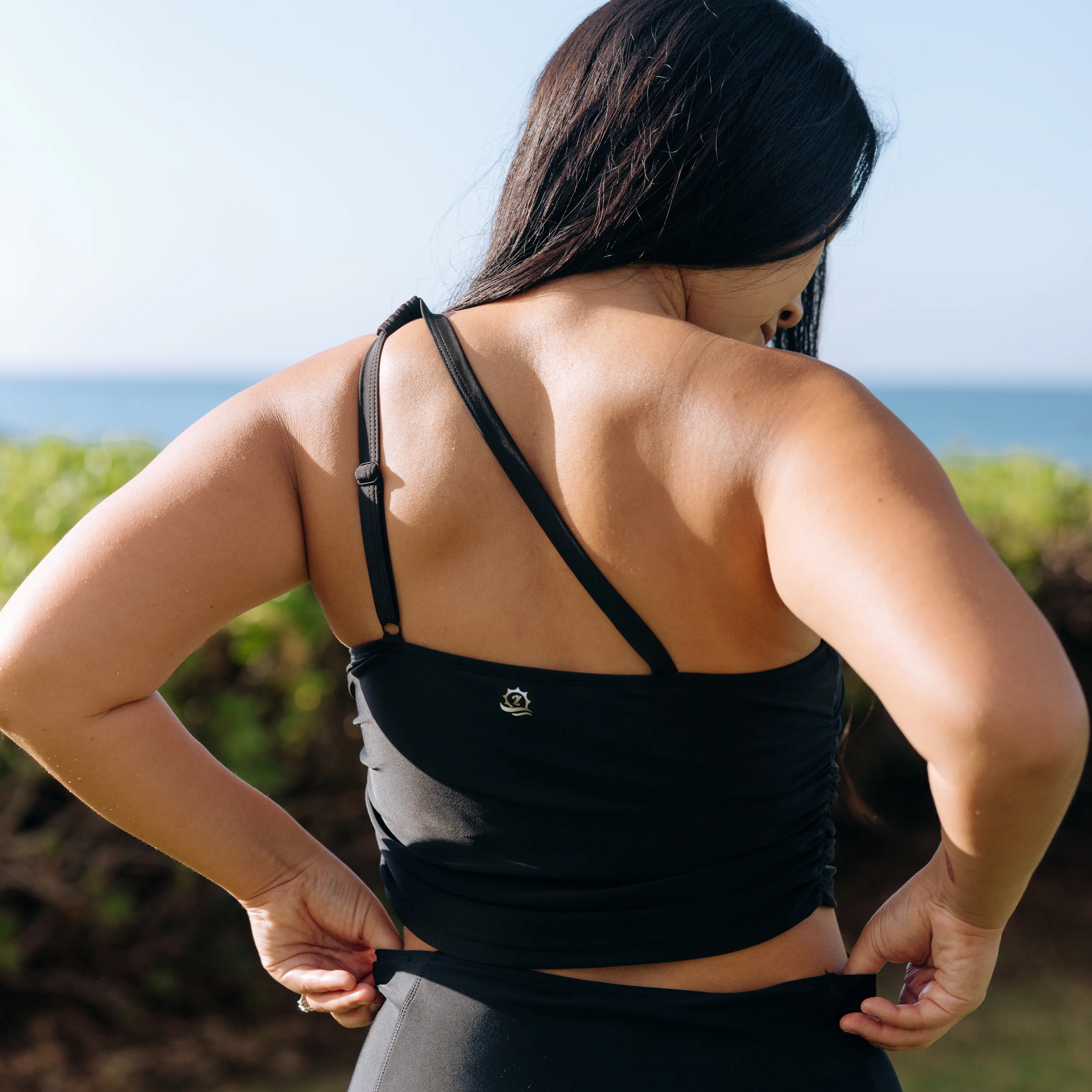 Women’s One Shoulder Crop Tankini Top | “Black”