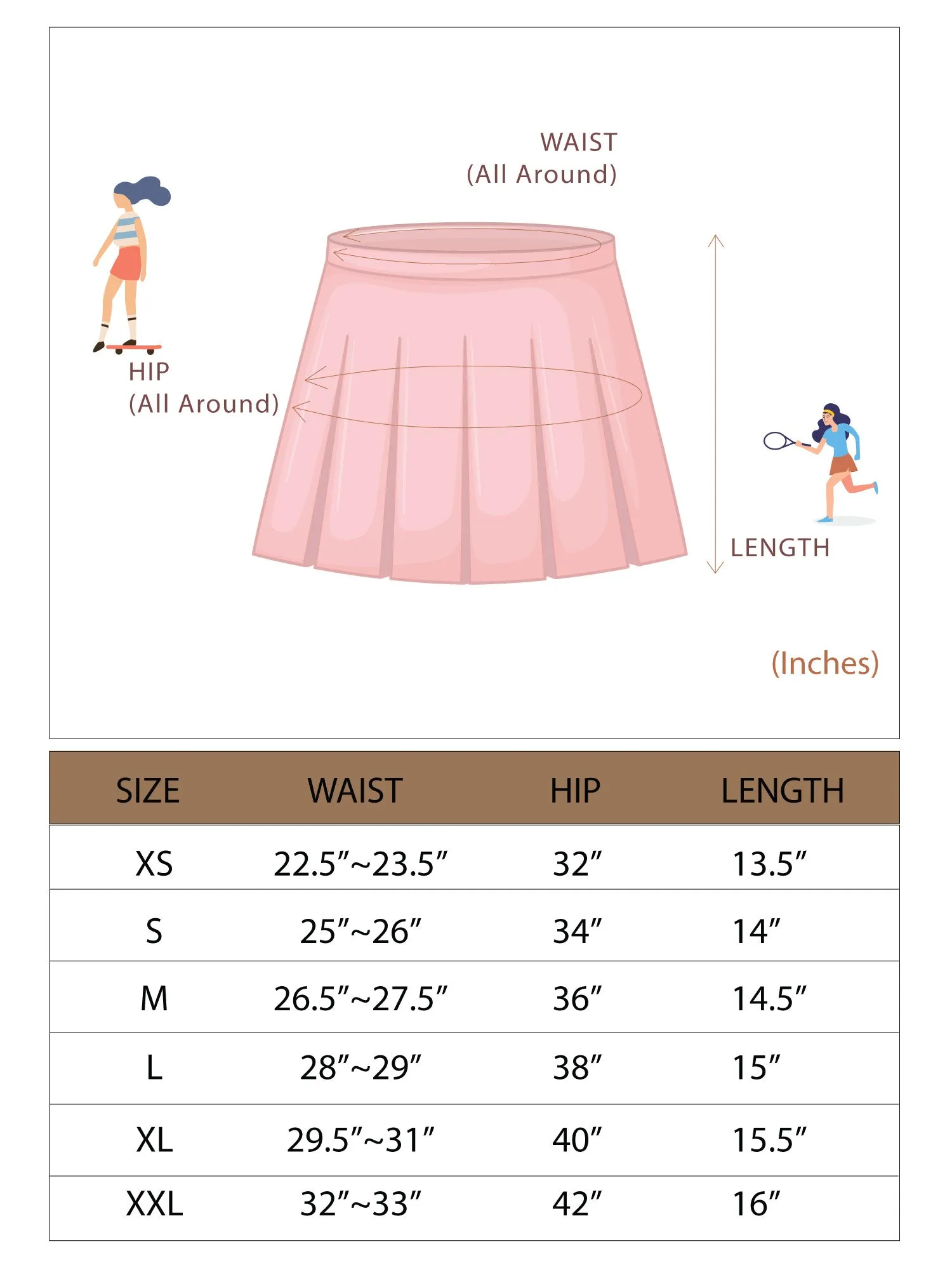 Women's Pleated Active Skort with Shorts and Phone Pocket