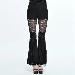 Women's Punk Gaucho Trousers With Ripped Detailing