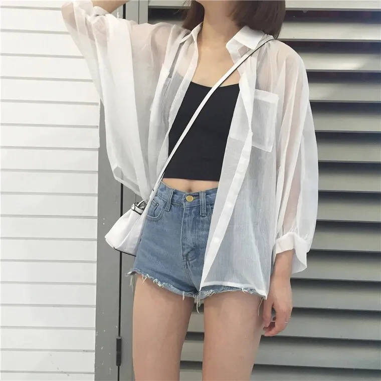 Women's Summer Transparent Sunproof Chiffon Blouse