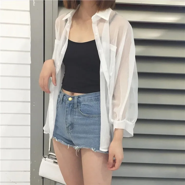 Women's Summer Transparent Sunproof Chiffon Blouse