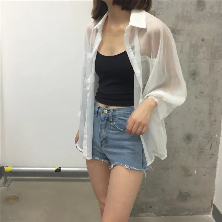 Women's Summer Transparent Sunproof Chiffon Blouse